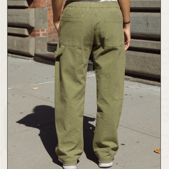 Tigre Et Tigre Green Sunny Canvas Cargo Utility Straight Leg High Rise Pant Sz S - Picture 11 of 12